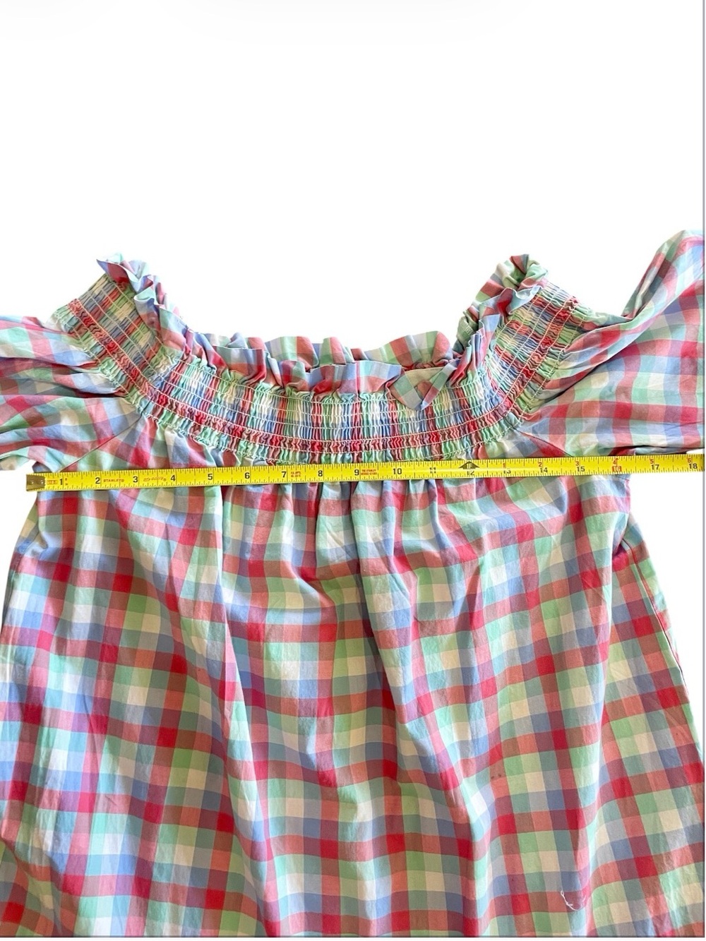 kate spade Pastel Plaid Off-Shoulder Dress Excellent Condition - Picture 7 of 10
